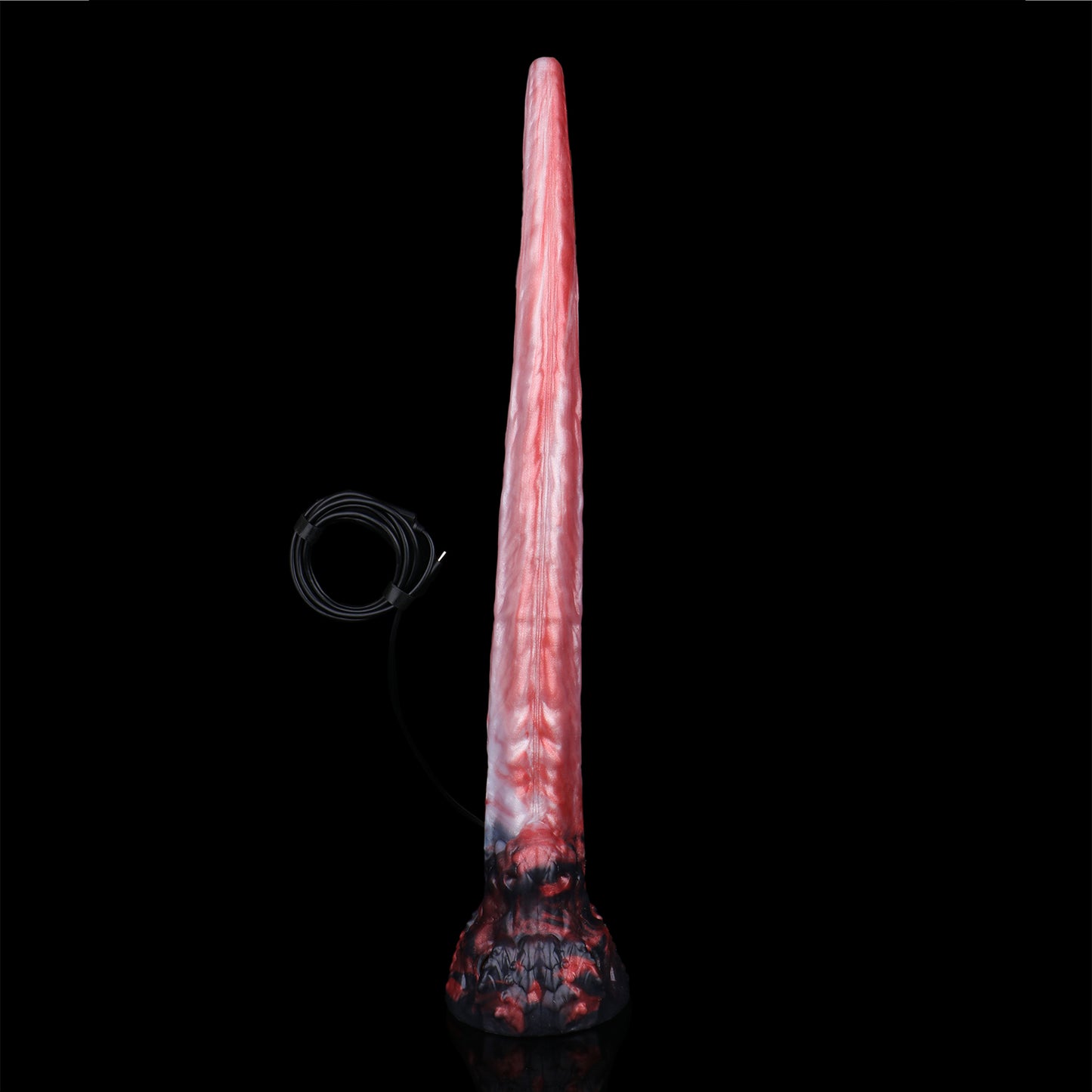 Crimson Flame Dragon Long Dildo — Platinum Silicone Dragon Tongue Shaft with HD Endoscopic Camera, Dragon Head Base & App-Connected Live View