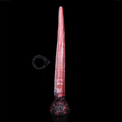 Crimson Flame Dragon Long Dildo — Platinum Silicone Dragon Tongue Shaft with HD Endoscopic Camera, Dragon Head Base & App-Connected Live View