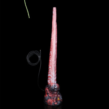 Crimson Flame Dragon Long Dildo — Platinum Silicone Dragon Tongue Shaft with HD Endoscopic Camera, Dragon Head Base & App-Connected Live View