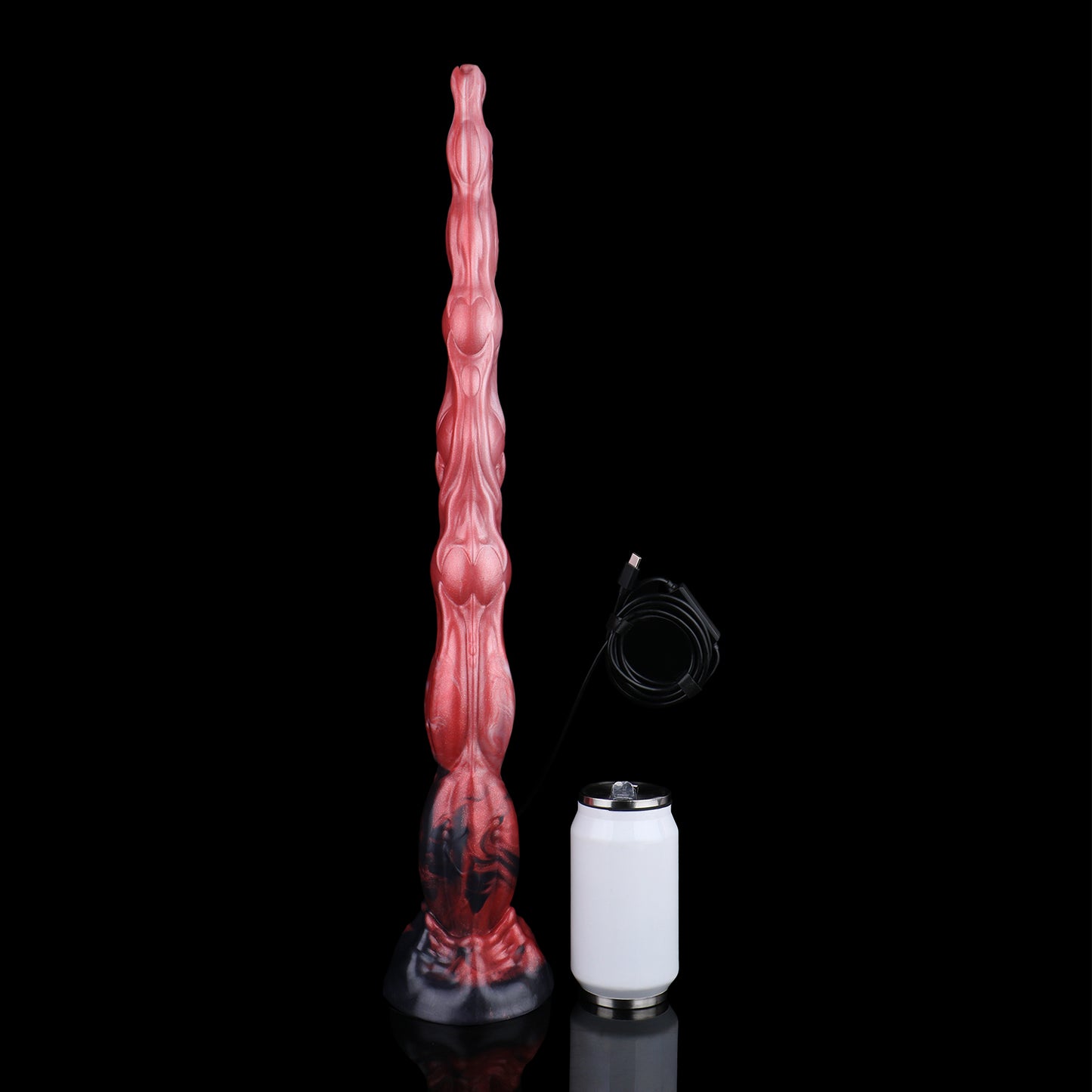 Abyss Fantasy Long Dildo — Platinum Silicone Segmented Bulge Design with HD Endoscopic Camera, 8-LED Ring & Suction Base