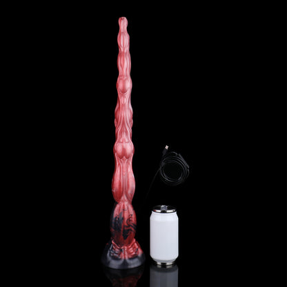 Abyss Fantasy Long Dildo — Platinum Silicone Segmented Bulge Design with HD Endoscopic Camera, 8-LED Ring & Suction Base