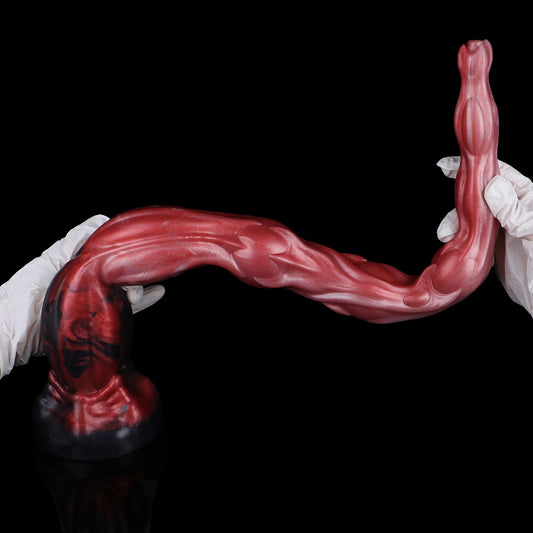 Abyss Fantasy Long Dildo — Platinum Silicone Segmented Bulge Design with HD Endoscopic Camera, 8-LED Ring & Suction Base