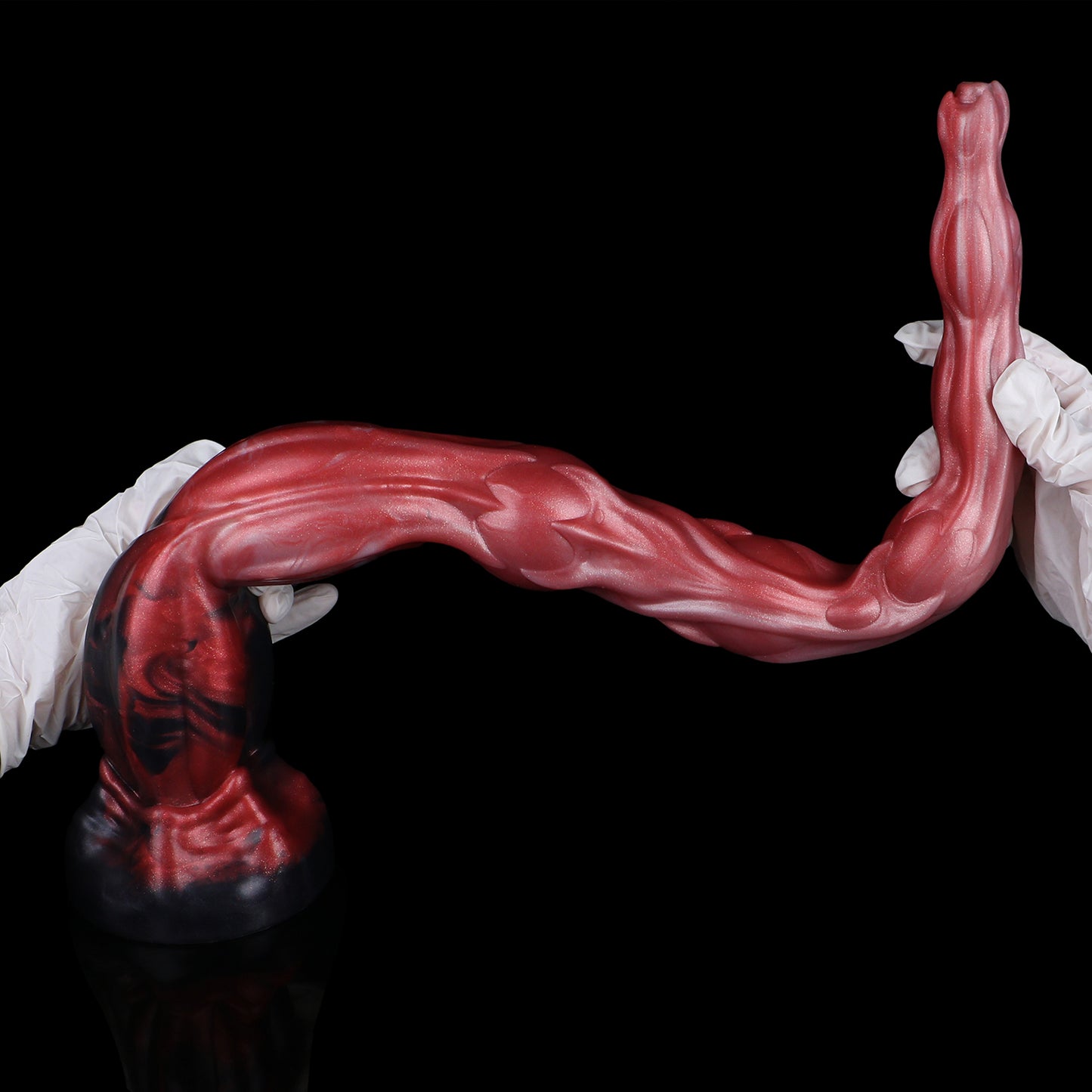 Abyss Fantasy Long Dildo — Platinum Silicone Segmented Bulge Design with HD Endoscopic Camera, 8-LED Ring & Suction Base