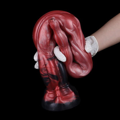 Abyss Fantasy Long Dildo — Platinum Silicone Segmented Bulge Design with HD Endoscopic Camera, 8-LED Ring & Suction Base