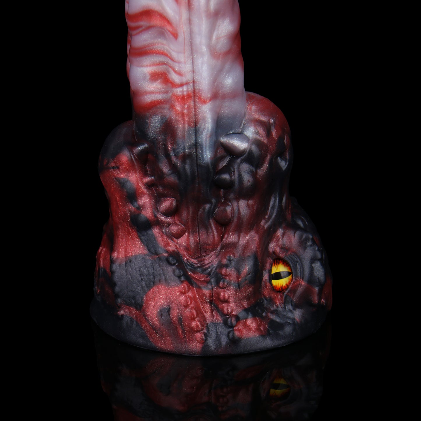 Crimson Flame Dragon Long Dildo — Platinum Silicone Dragon Tongue Shaft with HD Endoscopic Camera, Dragon Head Base & App-Connected Live View