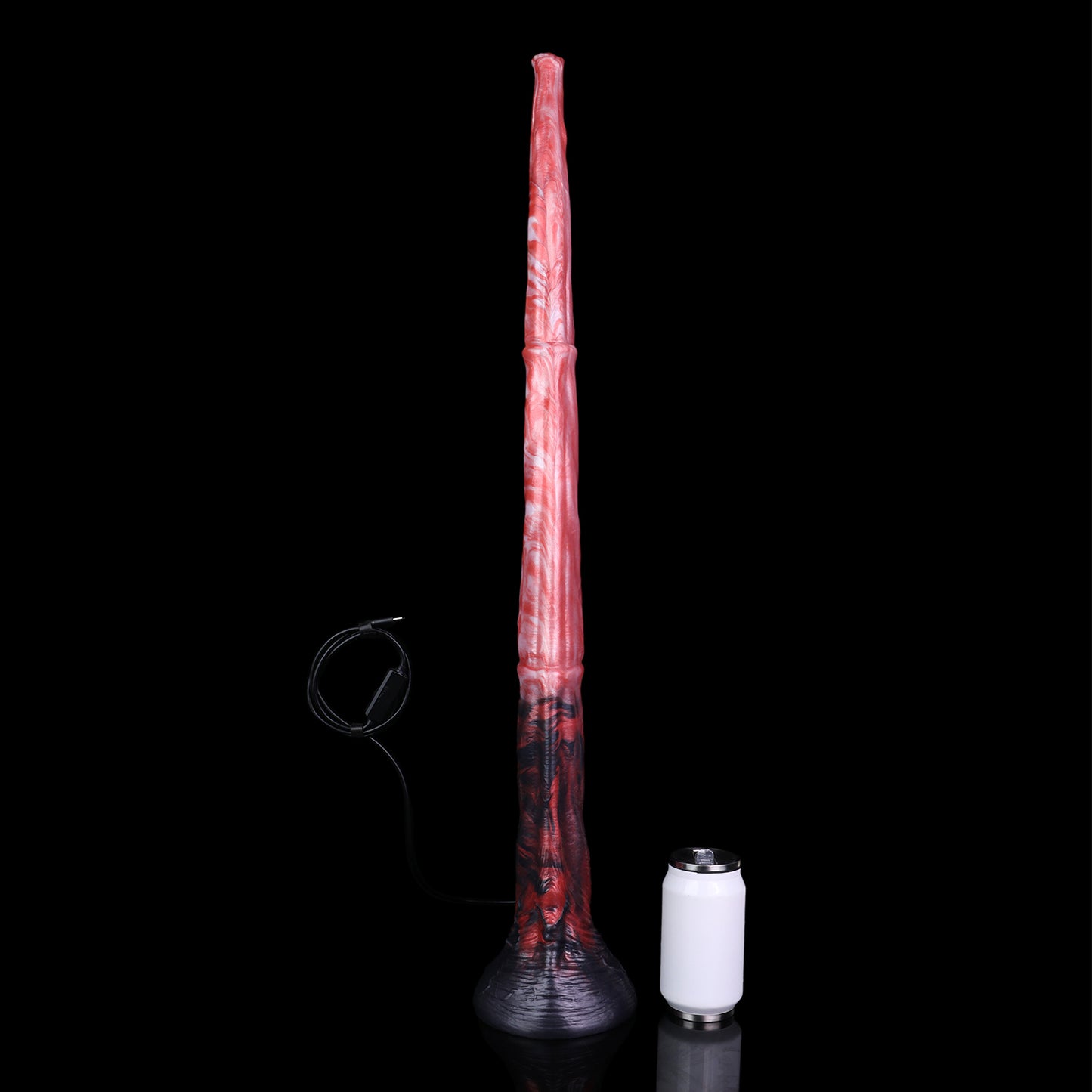 Scarlet Mare Long Dildo — Platinum Silicone with Lava-Texture Segmented Shaft, Crown Tip HD Camera & App Live View