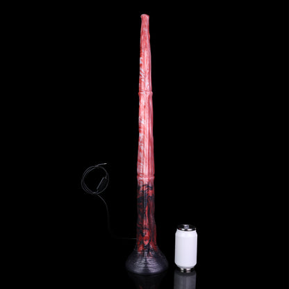 Scarlet Mare Long Dildo — Platinum Silicone with Lava-Texture Segmented Shaft, Crown Tip HD Camera & App Live View