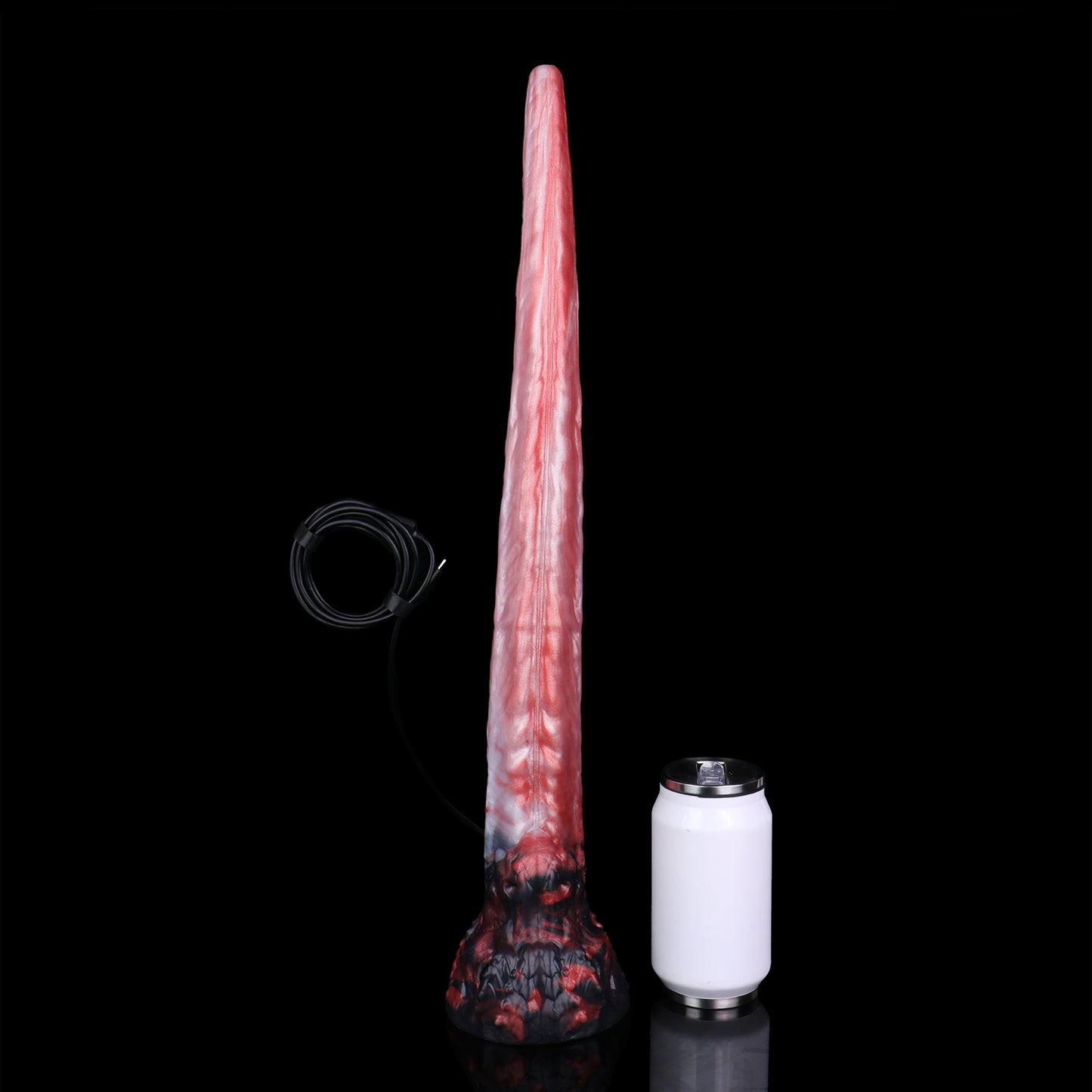 Crimson Flame Dragon Long Dildo — Platinum Silicone Dragon Tongue Shaft with HD Endoscopic Camera, Dragon Head Base & App-Connected Live View