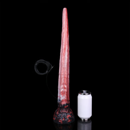 Crimson Flame Dragon Long Dildo — Platinum Silicone Dragon Tongue Shaft with HD Endoscopic Camera, Dragon Head Base & App-Connected Live View