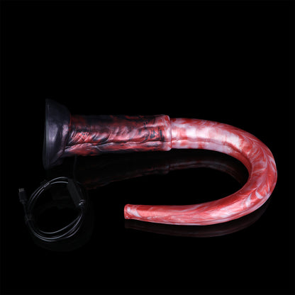 Deep Red Endoscopic Long Dildo — Platinum Silicone with Built-In HD Camera, 8-LED Ring, Suction Base & Tapered Depth Design