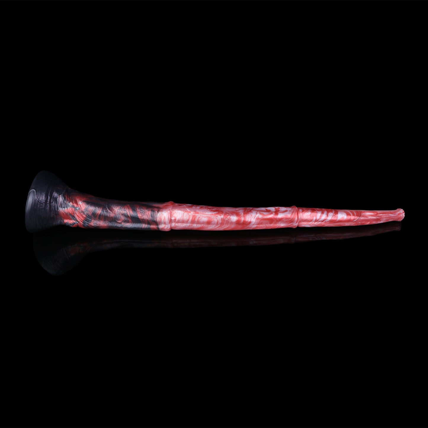 Scarlet Mare Long Dildo — Platinum Silicone with Lava-Texture Segmented Shaft, Crown Tip HD Camera & App Live View