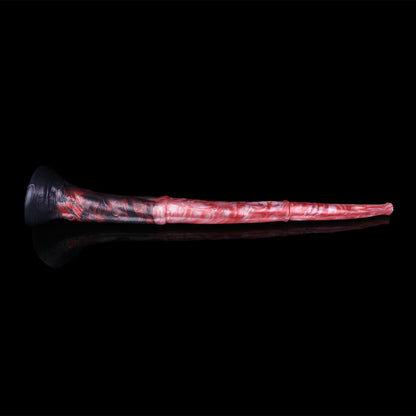 Scarlet Mare Long Dildo — Platinum Silicone with Lava-Texture Segmented Shaft, Crown Tip HD Camera & App Live View