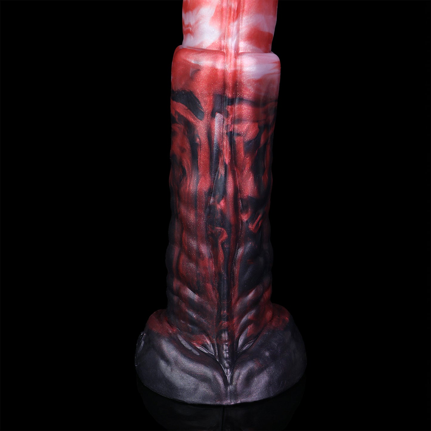 Deep Red Endoscopic Long Dildo — Platinum Silicone with Built-In HD Camera, 8-LED Ring, Suction Base & Tapered Depth Design