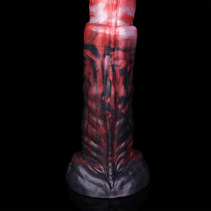 Deep Red Endoscopic Long Dildo — Platinum Silicone with Built-In HD Camera, 8-LED Ring, Suction Base & Tapered Depth Design