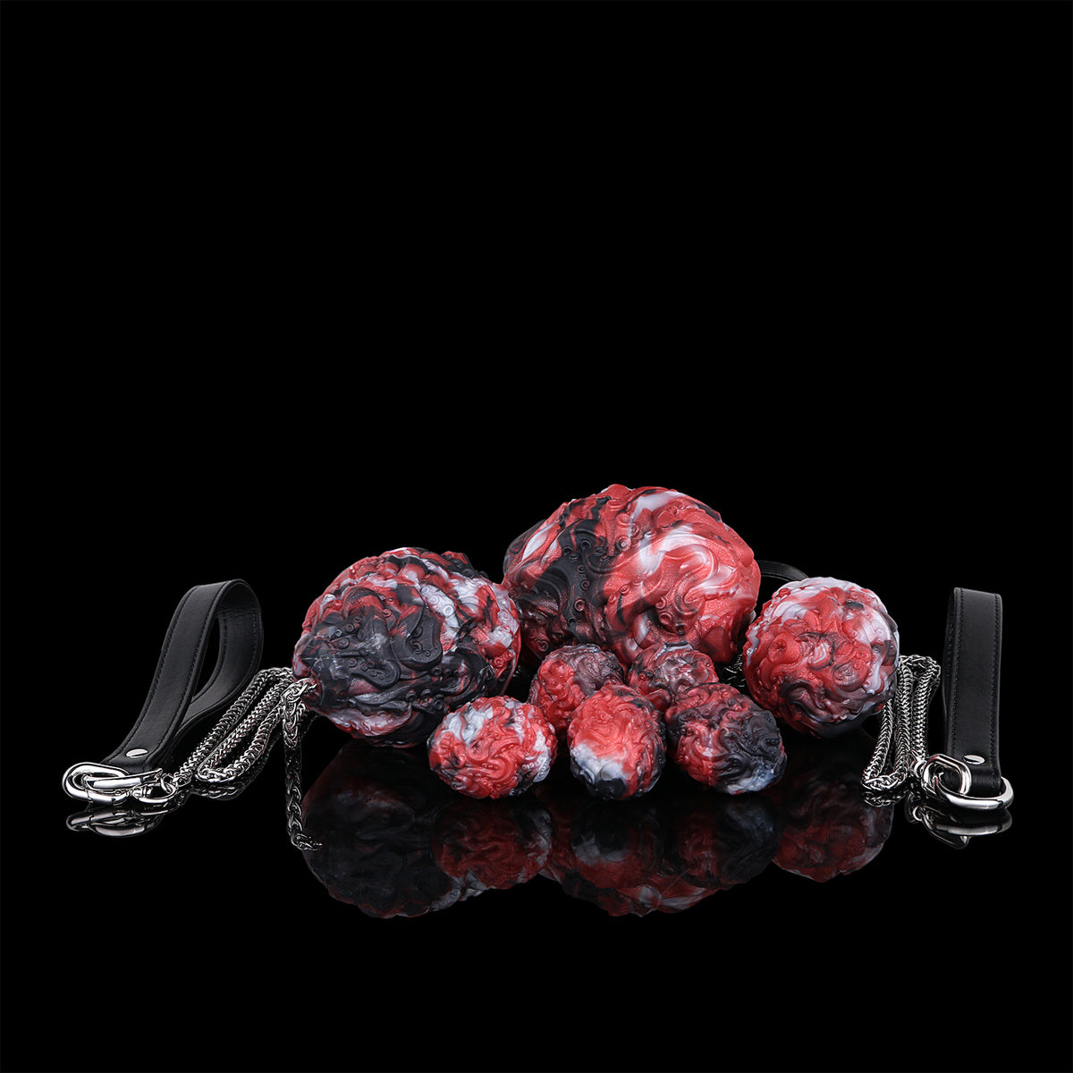 Tentacle Silicone Oviposition Egg Gag & Plug with Steel Chain & Leather Strap