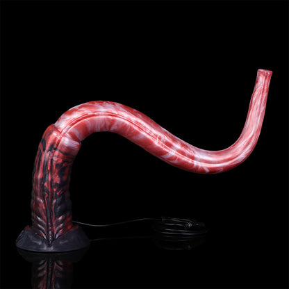 Deep Red Endoscopic Long Dildo — Platinum Silicone with Built-In HD Camera, 8-LED Ring, Suction Base & Tapered Depth Design