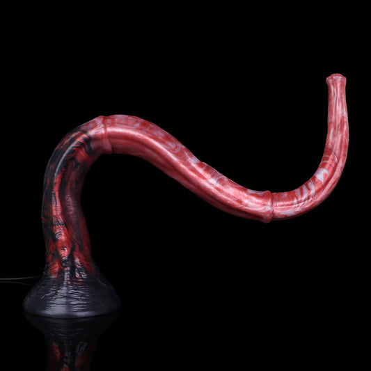 Scarlet Mare Long Dildo — Platinum Silicone with Lava-Texture Segmented Shaft, Crown Tip HD Camera & App Live View