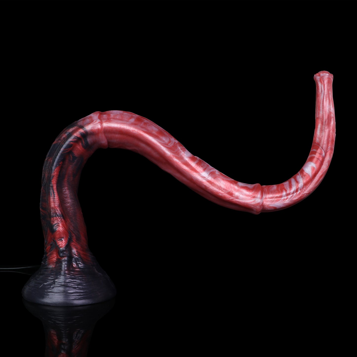 Scarlet Mare Long Dildo — Platinum Silicone with Lava-Texture Segmented Shaft, Crown Tip HD Camera & App Live View