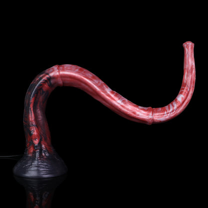 Scarlet Mare Long Dildo — Platinum Silicone with Lava-Texture Segmented Shaft, Crown Tip HD Camera & App Live View