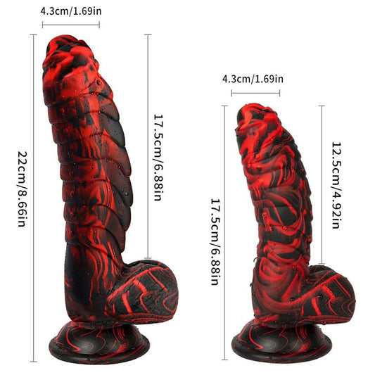 G-Spot Masturbation Fantasy Dragon Dildo with Suction Cup - Blood Black Silicone Sex Toys for Women for Orgasmic Massage