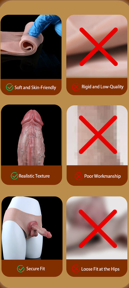 Realistic Silicone Sheath Underwear Instant Hardness & Veined Texture – Men Wearable Sex Toys for ED & Size Enhancement