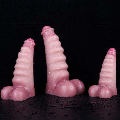 Gode Géant Rose Fantaisie avec Ventouse – Gode Monstre Nervuré en Spirale pour Femmes T/M/G | Domlust
