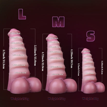Gode Géant Rose Fantaisie avec Ventouse – Gode Monstre Nervuré en Spirale pour Femmes T/M/G | Domlust