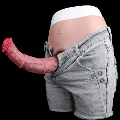 Horse Cock Sleeve Panty — Wearable Platinum Silicone Fantasy Penis Extender with Vibration
