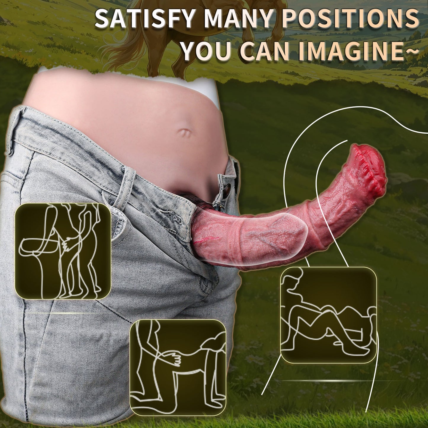 Horse Cock Sleeve Panty — Wearable Platinum Silicone Fantasy Penis Extender with Vibration