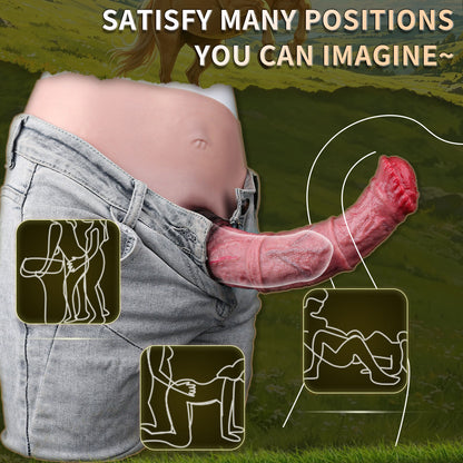 Horse Cock Sleeve Panty — Wearable Platinum Silicone Fantasy Penis Extender with Vibration