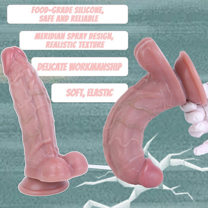 Domlust Dual-Density Squirting Realistischer Dildo – Platin-Silikon Strap-On Harness Kompatibles Sexspielzeug für Lesben