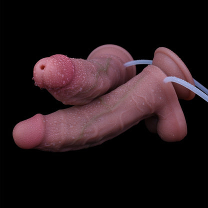 Domlust Dual-Density Squirting Realistischer Dildo – Platin-Silikon Strap-On Harness Kompatibles Sexspielzeug für Lesben