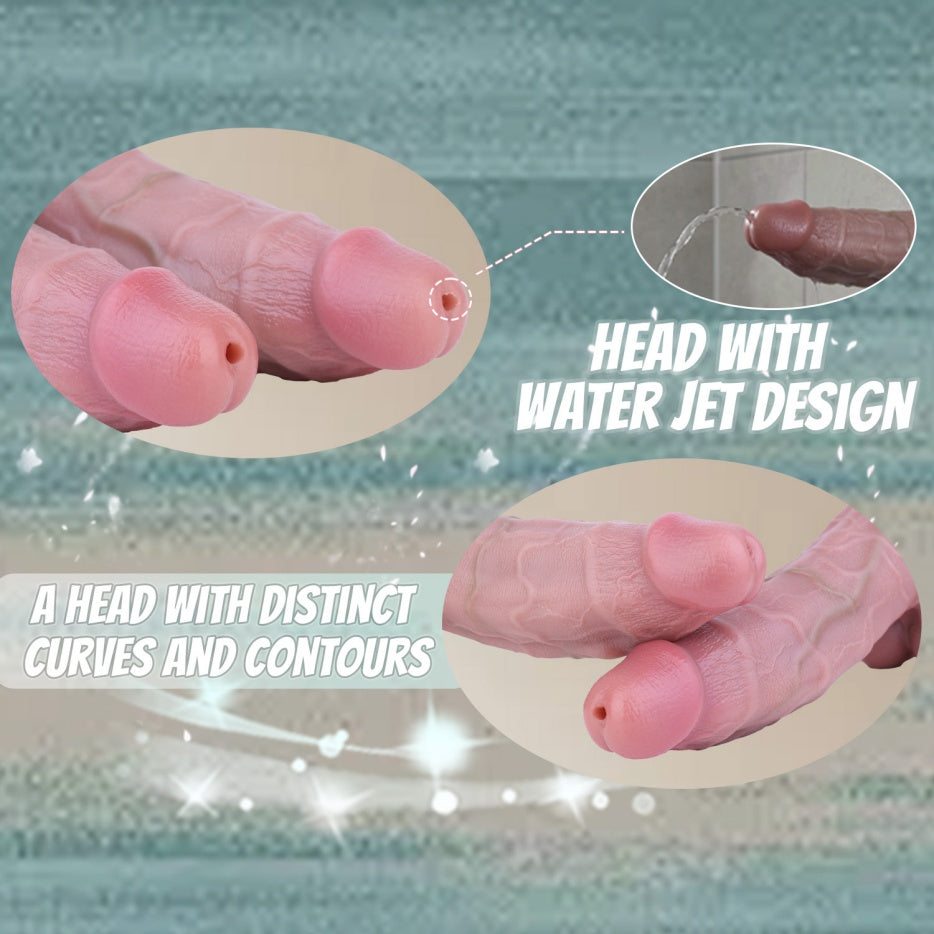 Domlust Dual-Density Squirting Realistischer Dildo – Platin-Silikon Strap-On Harness Kompatibles Sexspielzeug für Lesben