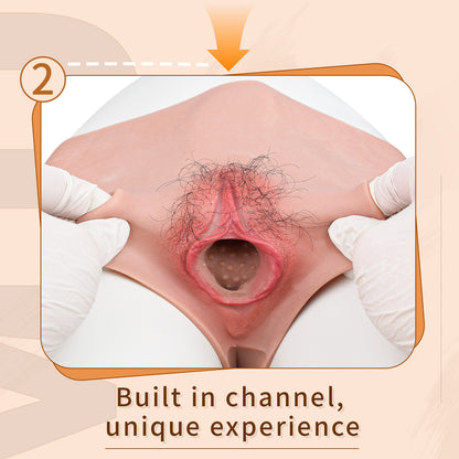 Wearable Platinum Silicone Realistic Pussy Panties — Fake Vagina for Crossdressing & Couples Play