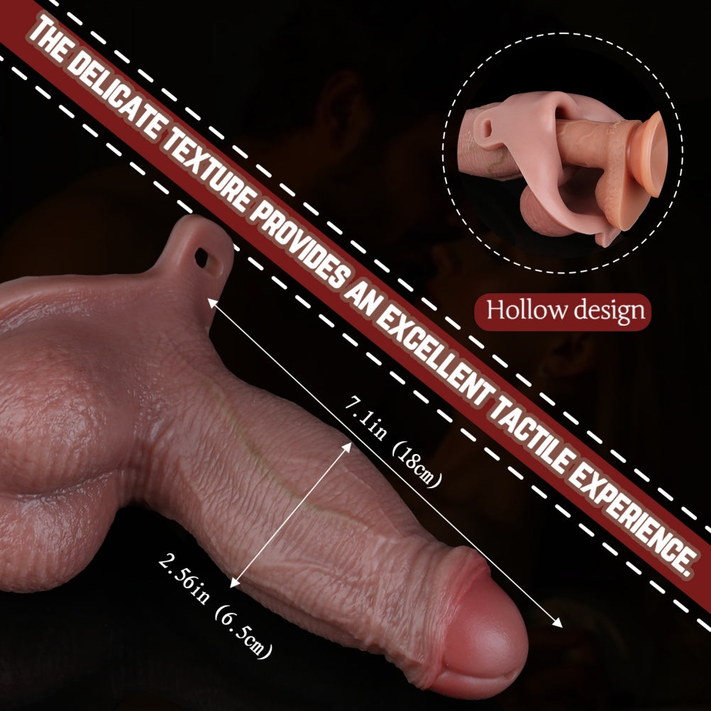 7.1 in Realistic Strapon Cock Sleeve - Penis Extender & Girth Enhancer for Male Sex Toys