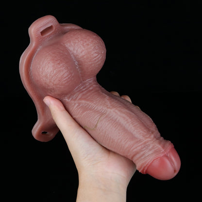 7.1 in Realistic Strapon Cock Sleeve - Penis Extender & Girth Enhancer for Male Sex Toys