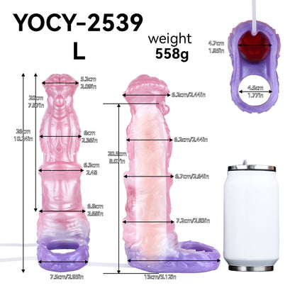 Abyssal Crown Cock Sleeve | Fantasy Squirting Penis Sleeve with Scallop Tip & Cock Ring — Platinum Silicone