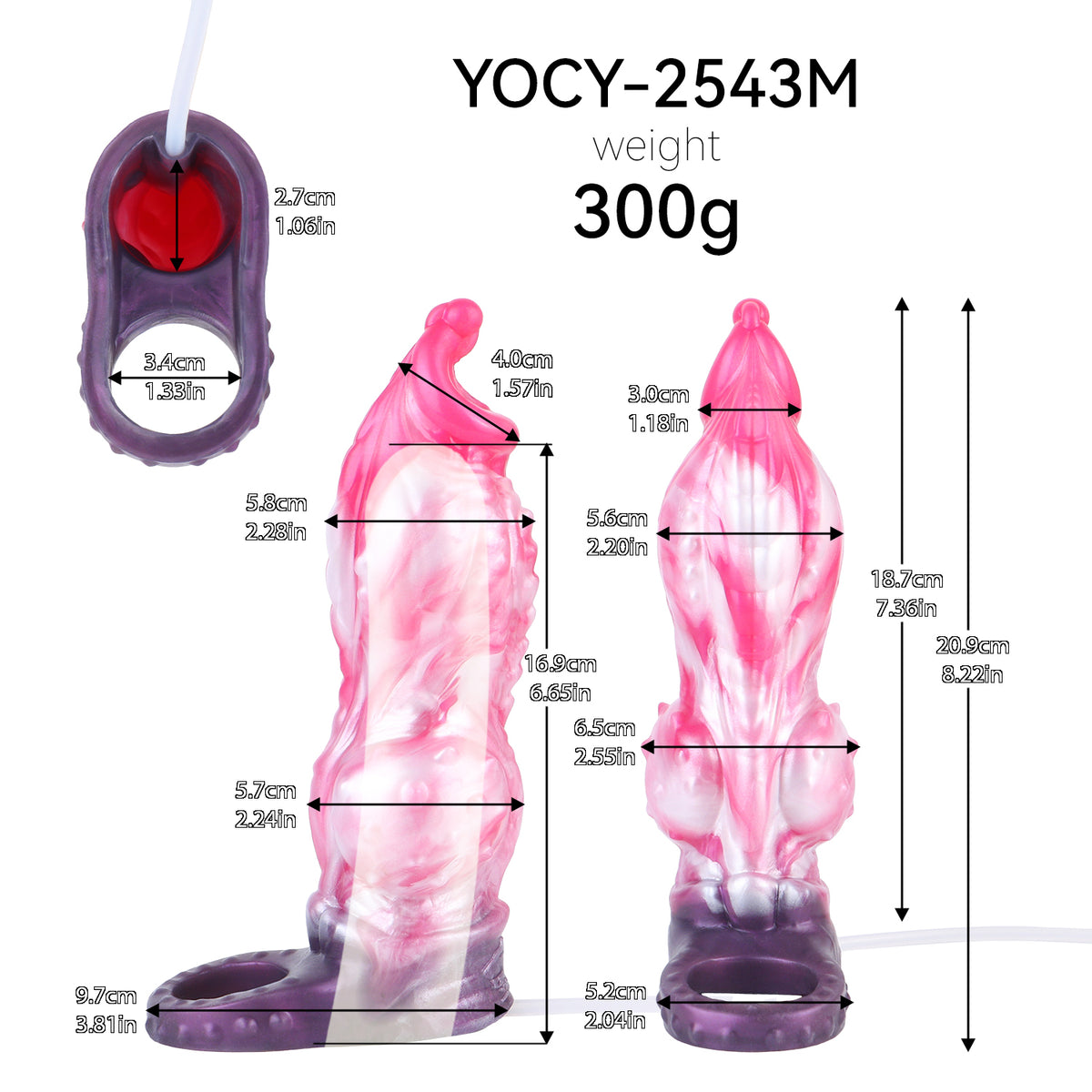 Stellar Fang Cock Sleeve | Fantasy Squirting Penis Extender with Cock Ring — Platinum Silicone