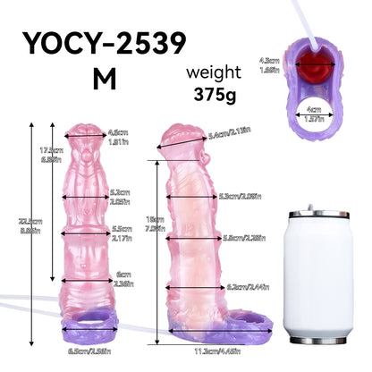 Abyssal Crown Cock Sleeve | Fantasy Squirting Penis Sleeve with Scallop Tip & Cock Ring — Platinum Silicone