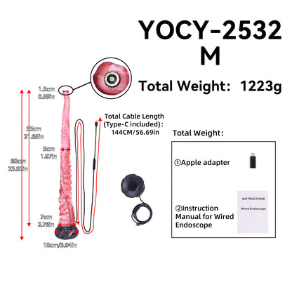 Deep Abyss Tentacle Long Dildo — Platinum Silicone, Sucker-Array Texture, 3MP HD Camera & 4 Sizes S/M/L/XL