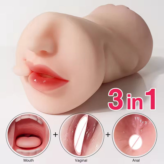 Realistischer Taschenmuschi-Masturbator für Männer – Oralsex, Vagina, Anal, lebensechter Masturbationstasse
