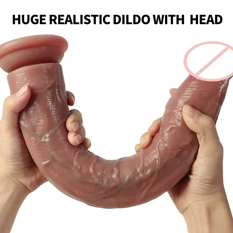 Großer realistischer Dildo-Buttplug – 35,6 cm großer, superlanger Dildo, Vagina-Anal-Stimulator