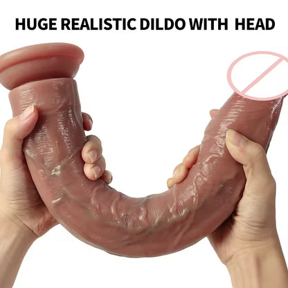 Großer realistischer Dildo-Buttplug – 35,6 cm großer, superlanger Dildo, Vagina-Anal-Stimulator