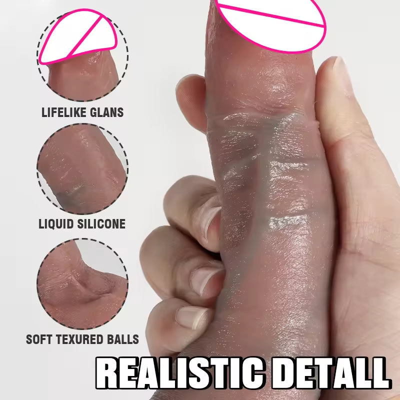 Realistic Thrusting Dildo Butt Plug - Small Glan Silicone Anal Dildos Vaginal Prostate Massager