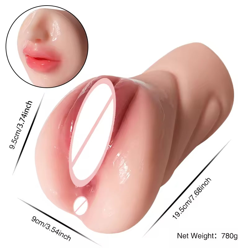 Realistic Pocket Pussy Male Masturbator - Oral Sex Vagina Anal Lifelike Masturbation Cup