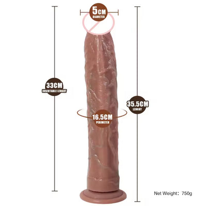 Großer realistischer Dildo-Buttplug – 35,6 cm großer, superlanger Dildo, Vagina-Anal-Stimulator