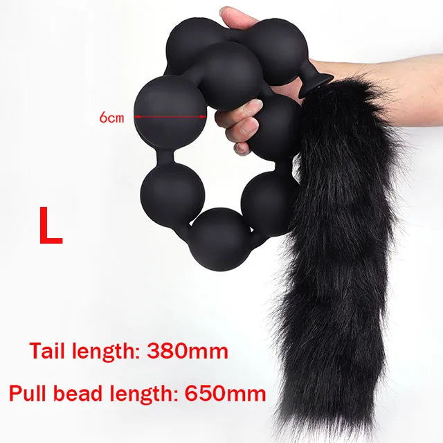 Long Anal Beads BDSM Tail - Big Anal Expansion Luminous Butt Plug - Domlust