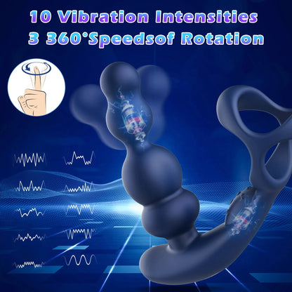 Male Anal Toys - 360 Rotate Prostate Massager Cock Ring Remoter Sex T Domlust Male Anal Toys - 360 Rotate Prostate Massager Cock Ring Remoter Sex T Domlust