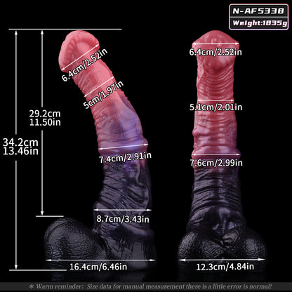 Midnight Bloom Equine Fantasy Dual-Density Platinum Silicone Horse Dildo with Hands-Free Suction Base