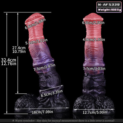 Flare Silhouette Dual-Layer Platinum Silicone Horse Dildo with Hands-Free Vacuum Base for Deep Internal Play